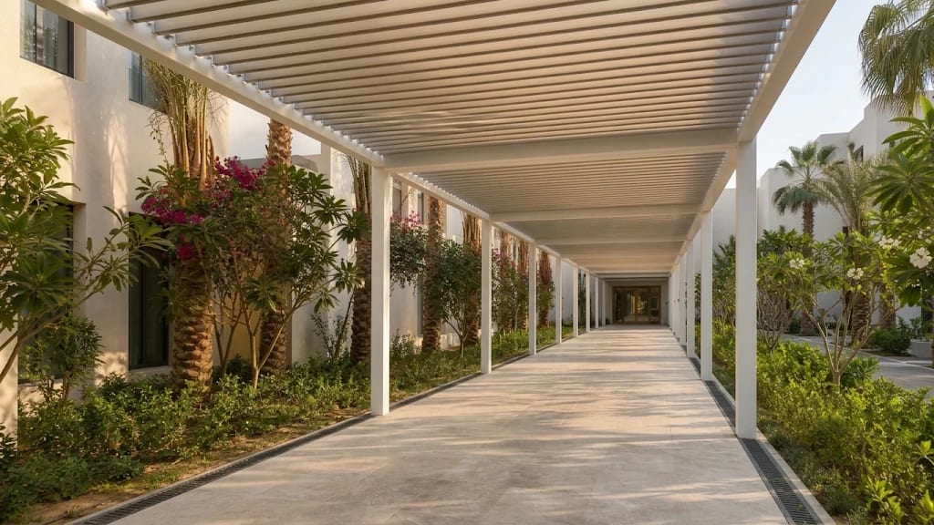 White Louvre Walkway — primary view